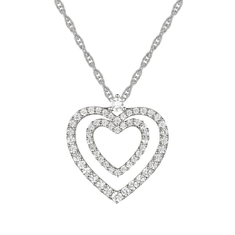 Diamond Double Heart Pendant in 10K White Gold (3/8 ct. tw.)