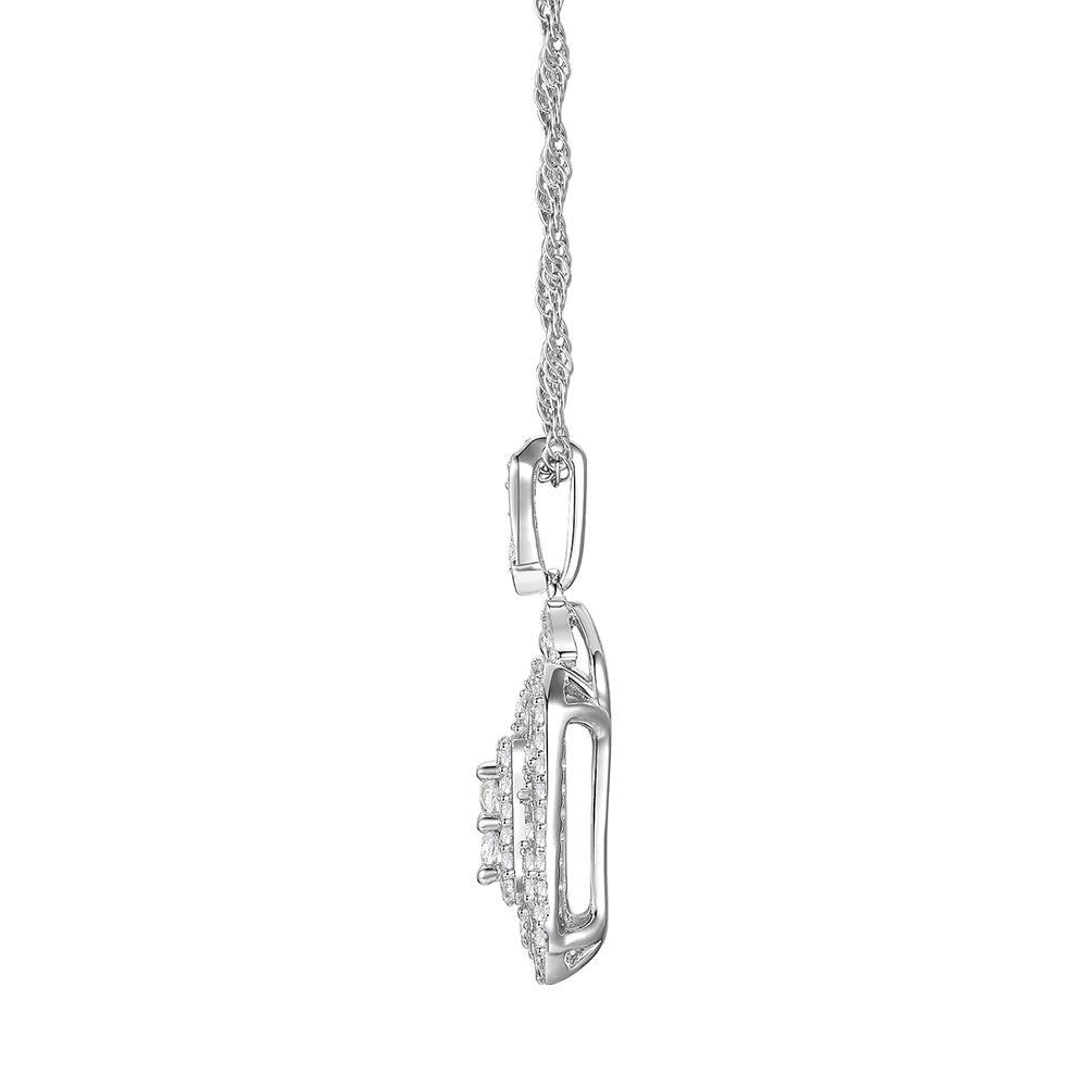 Diamond Cluster Drop Pendant in 10K White Gold (1/2 ct. tw.)