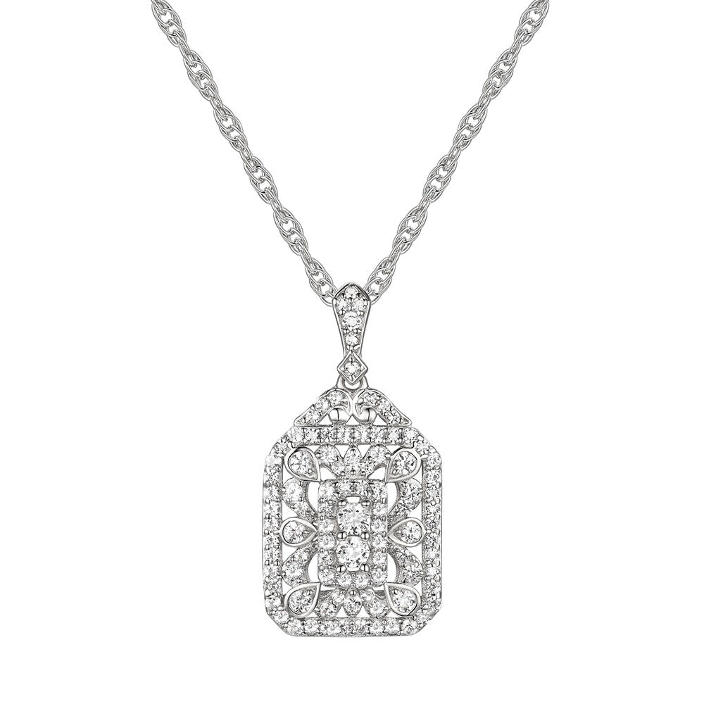 Diamond Cluster Drop Pendant in 10K White Gold (1/2 ct. tw.)