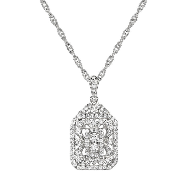 Diamond Cluster Drop Pendant in 10K White Gold (1/2 ct. tw.)