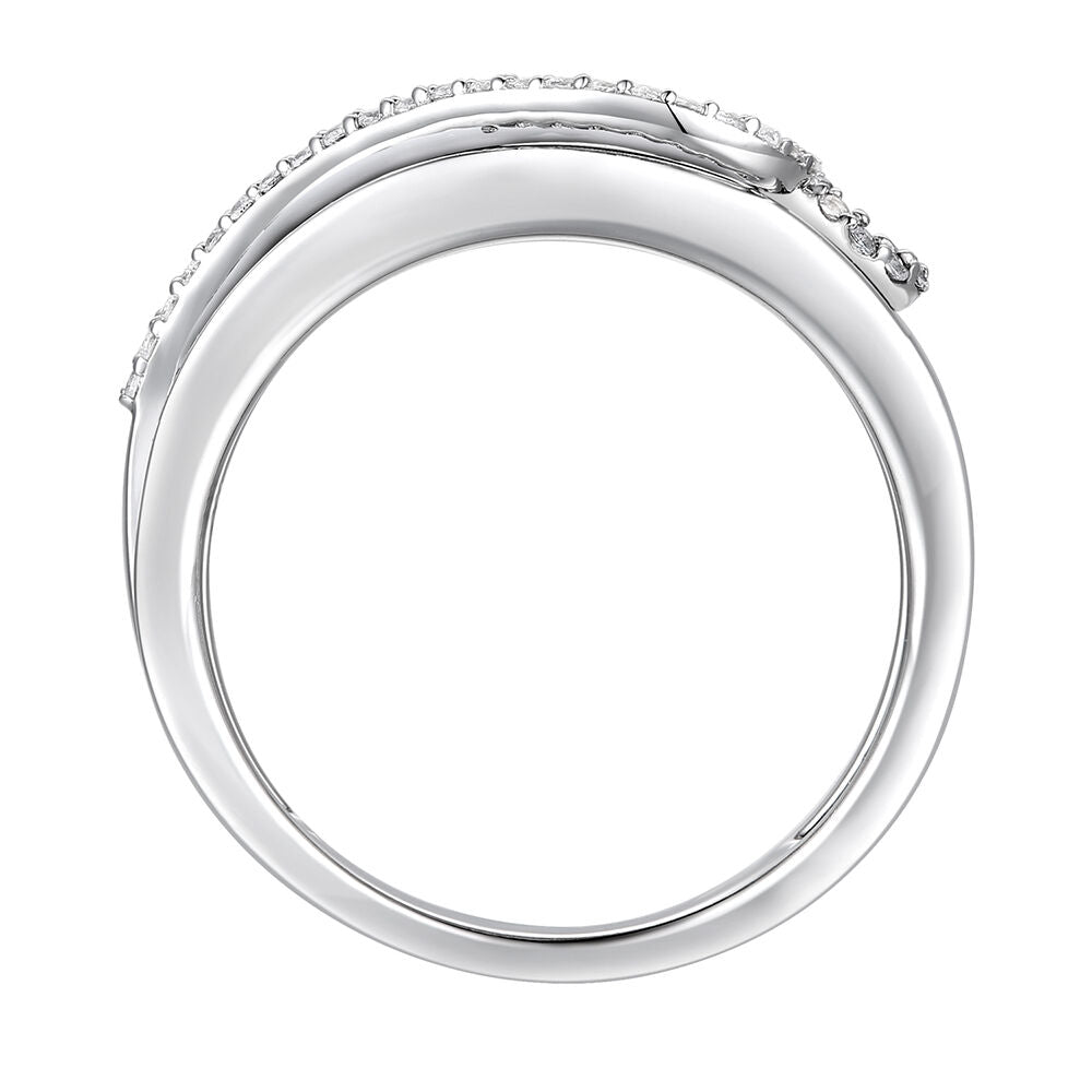 Black and White Diamond Swirl Ring in 10K White Gold (1 ct. tw.)