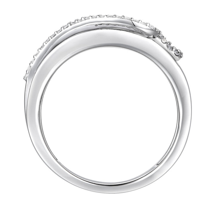 Black and White Diamond Swirl Ring in 10K White Gold (1 ct. tw.)