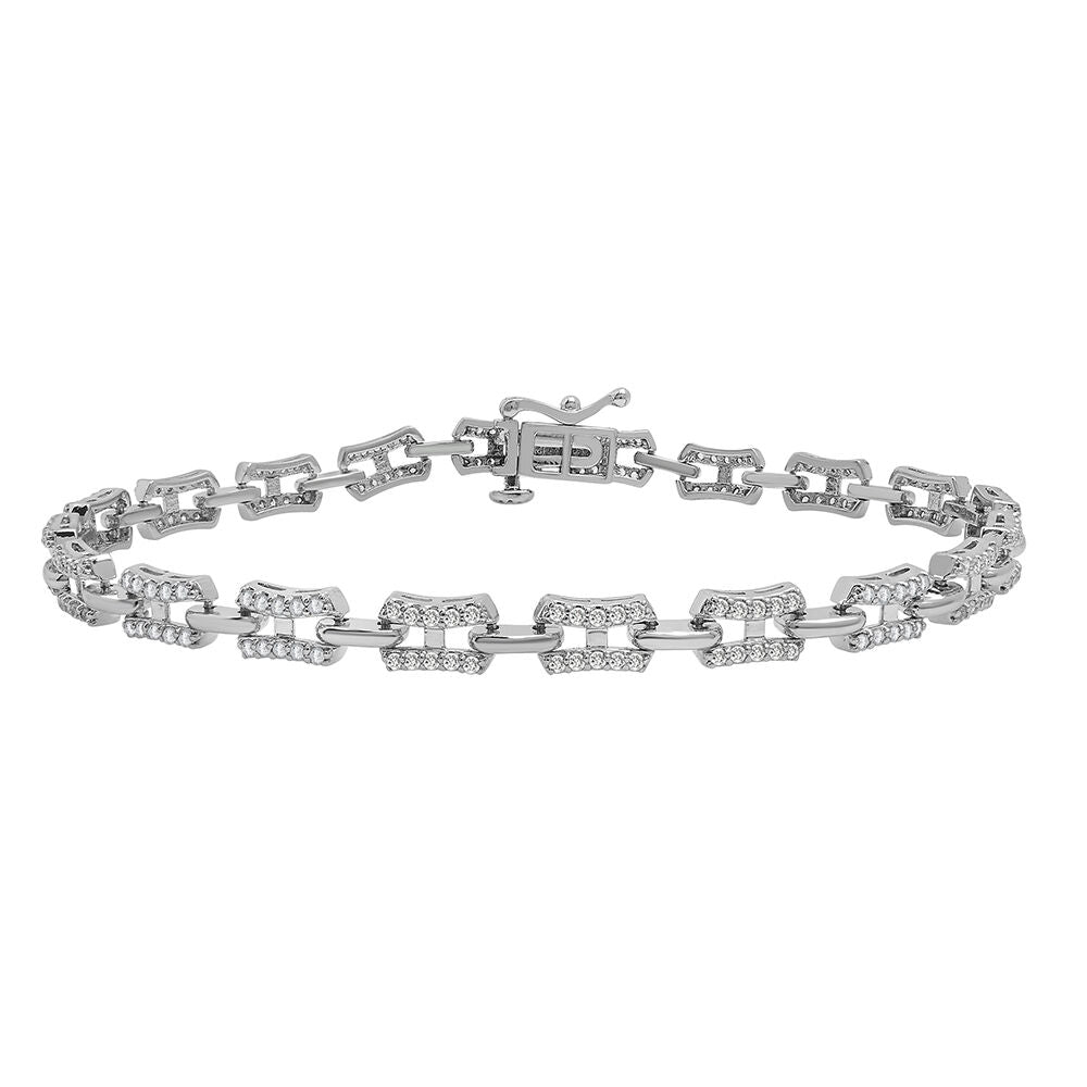 Diamond link bracelet in 10K white gold (1 ct. tw.)