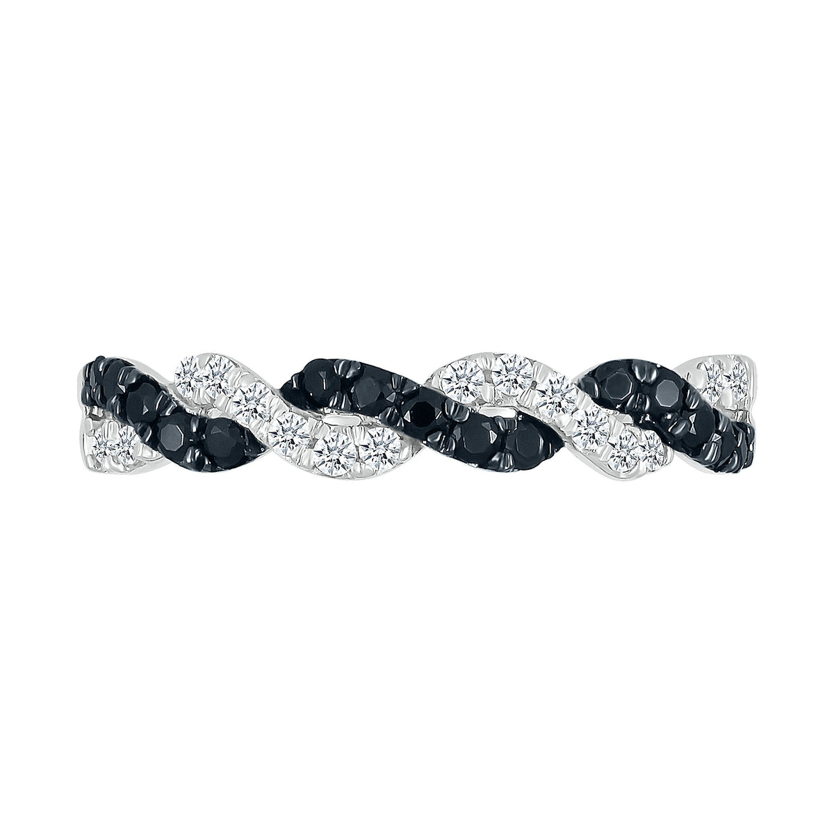 Black and White Diamond Twist Band in Sterling Silver (3/8 ct. tw.)