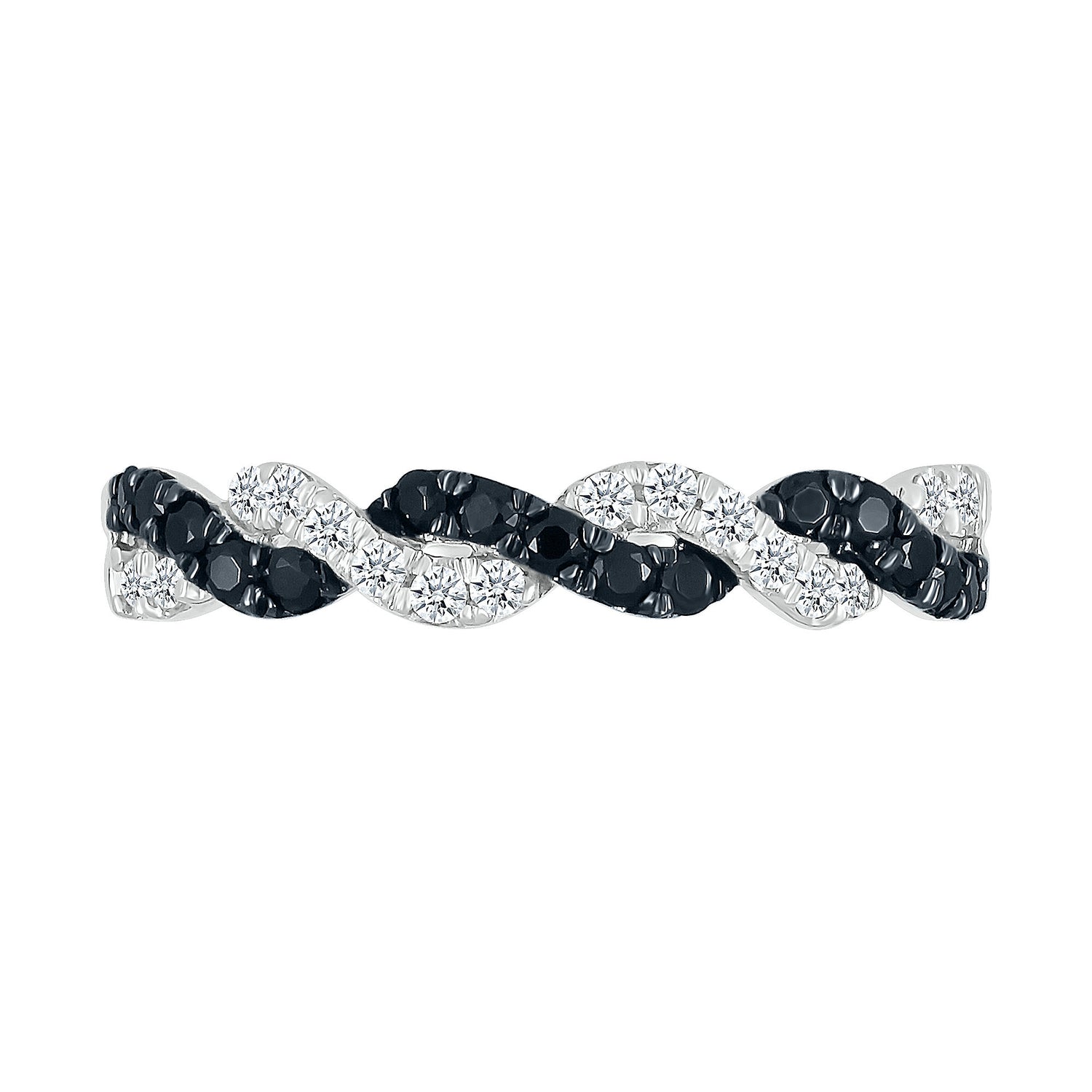 Black and White Diamond Twist Band in Sterling Silver (3/8 ct. tw.)