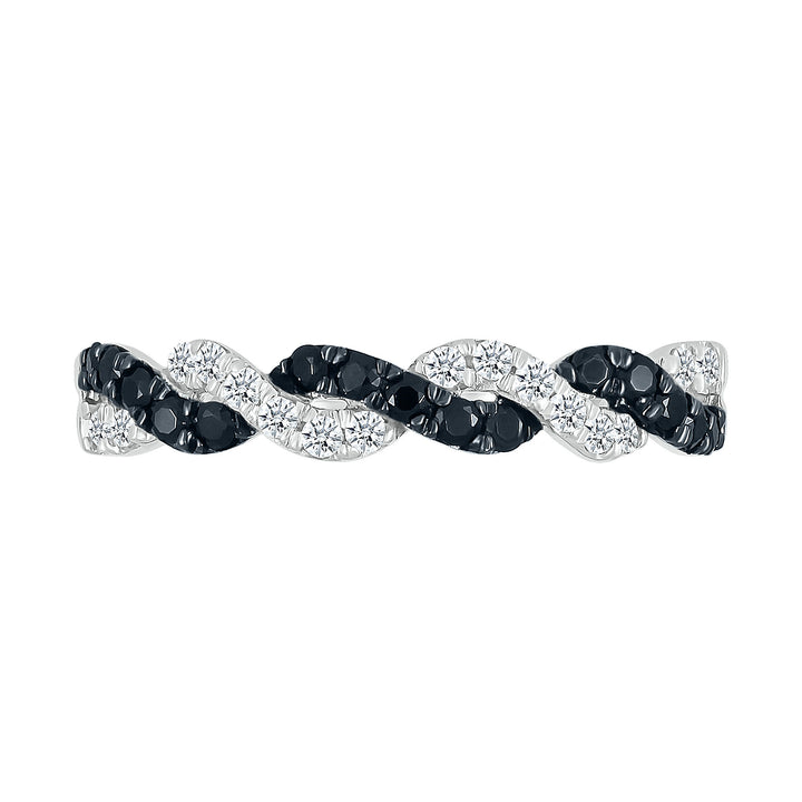 Black and White Diamond Twist Band in Sterling Silver (3/8 ct. tw.)