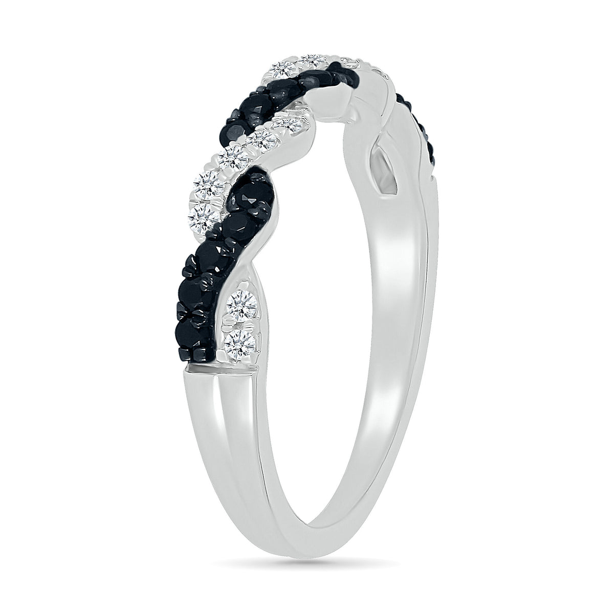 Black and White Diamond Twist Band in Sterling Silver (3/8 ct. tw.)