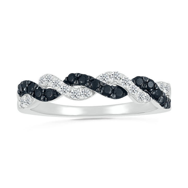 Black and White Diamond Twist Band in Sterling Silver (3/8 ct. tw.)