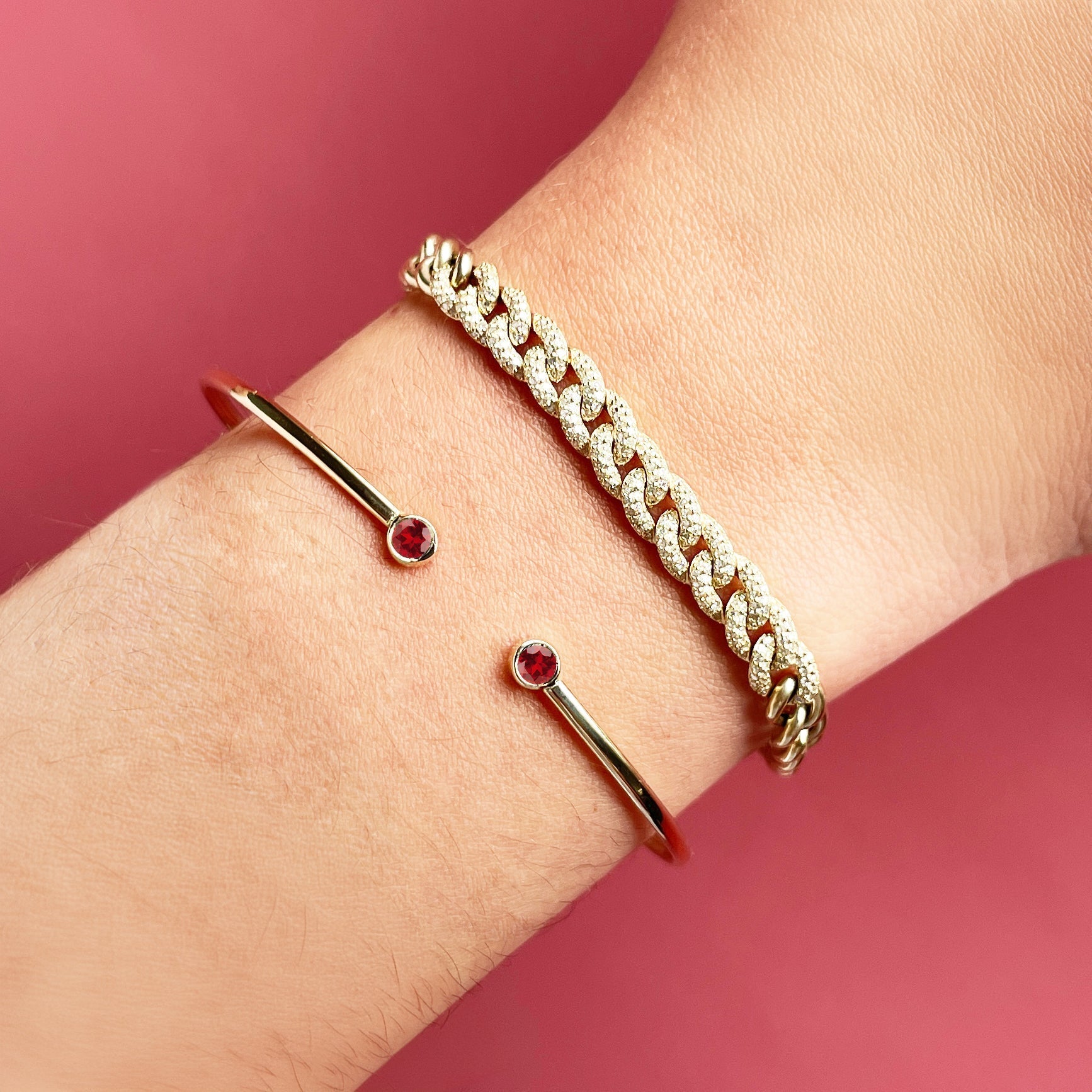 Garnet Open Cuff Bangle