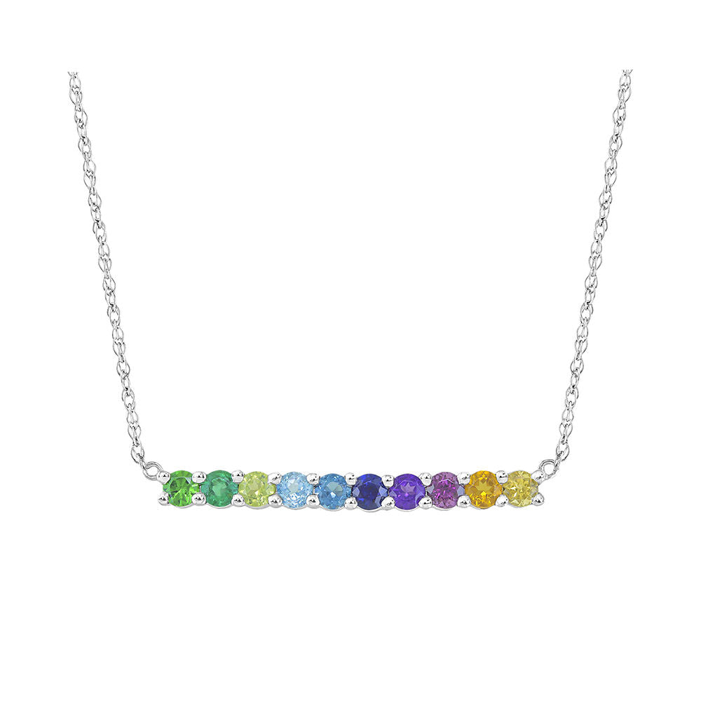 Multi-gemstone bar necklace in 10K White Gold