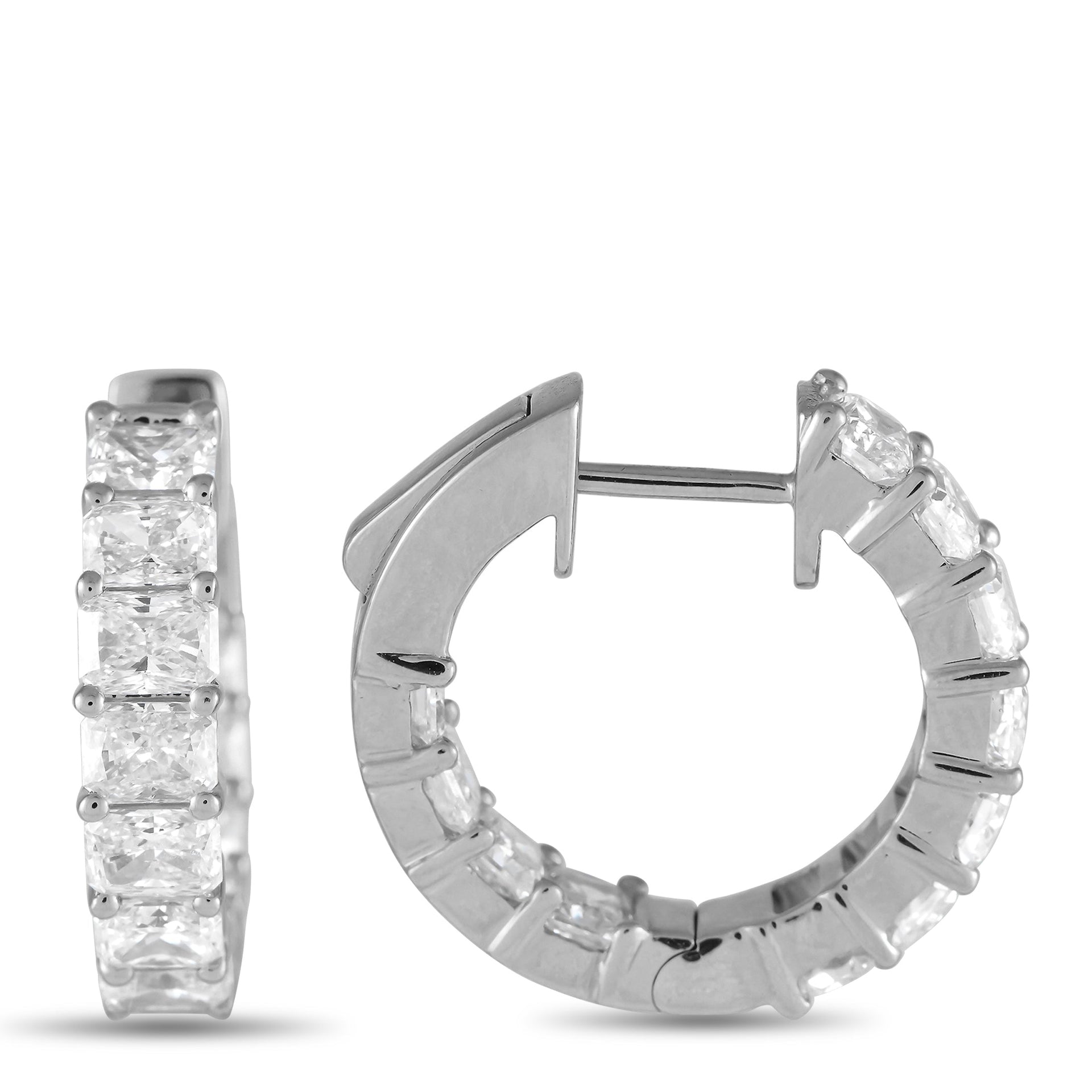 LB Exclusive 18K White Gold 3.40ct Diamond Hoop Earrings AER-19153
