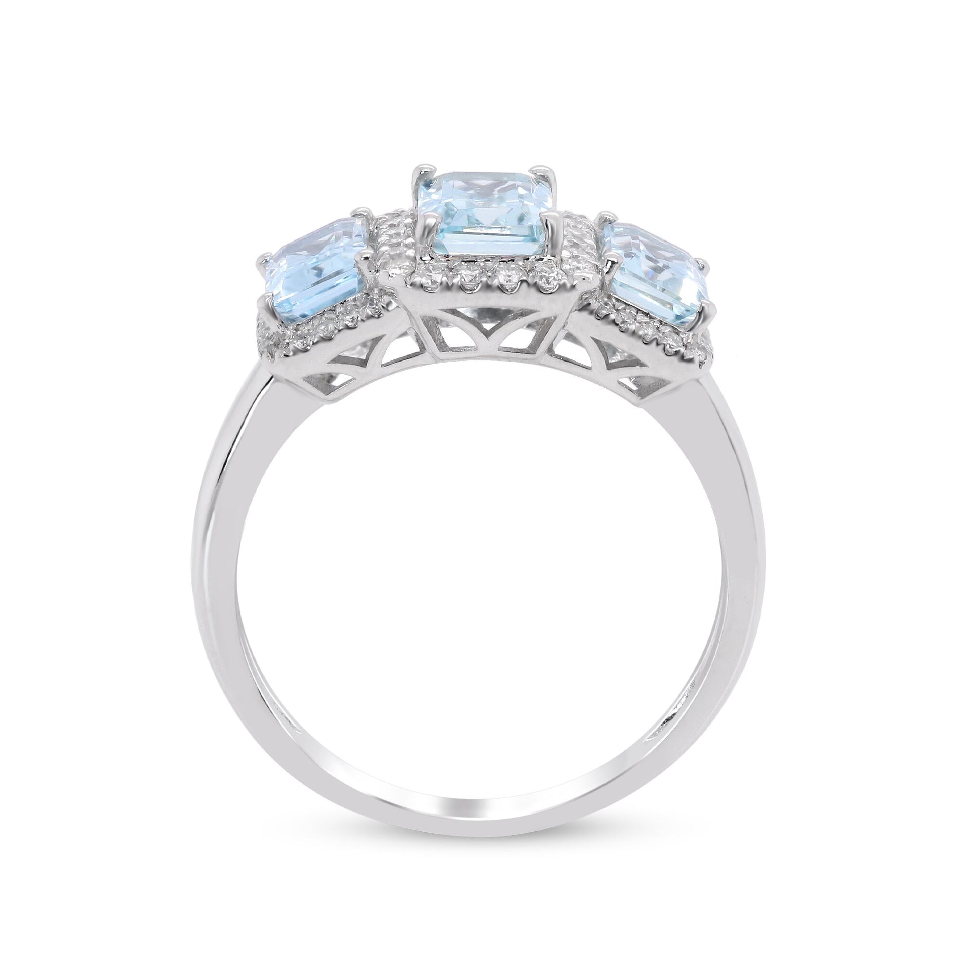 Aquamarine and Diamond Ring in 10K White Gold (1/4 ct. tw.)