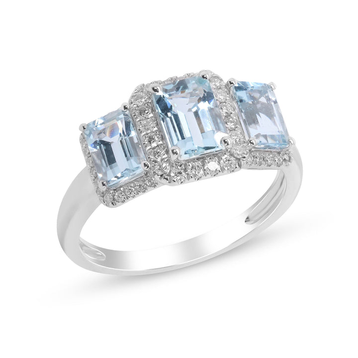Aquamarine and Diamond Ring in 10K White Gold (1/4 ct. tw.)