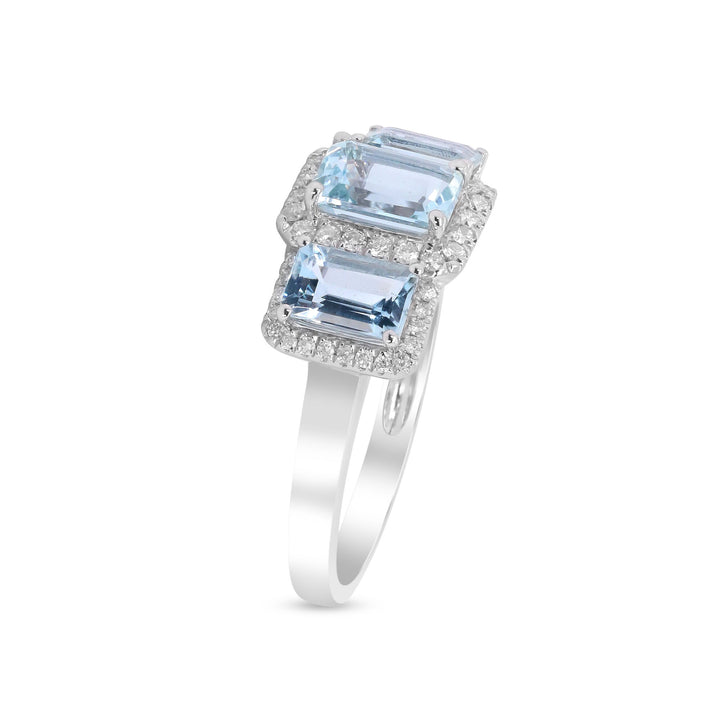 Aquamarine and Diamond Ring in 10K White Gold (1/4 ct. tw.)
