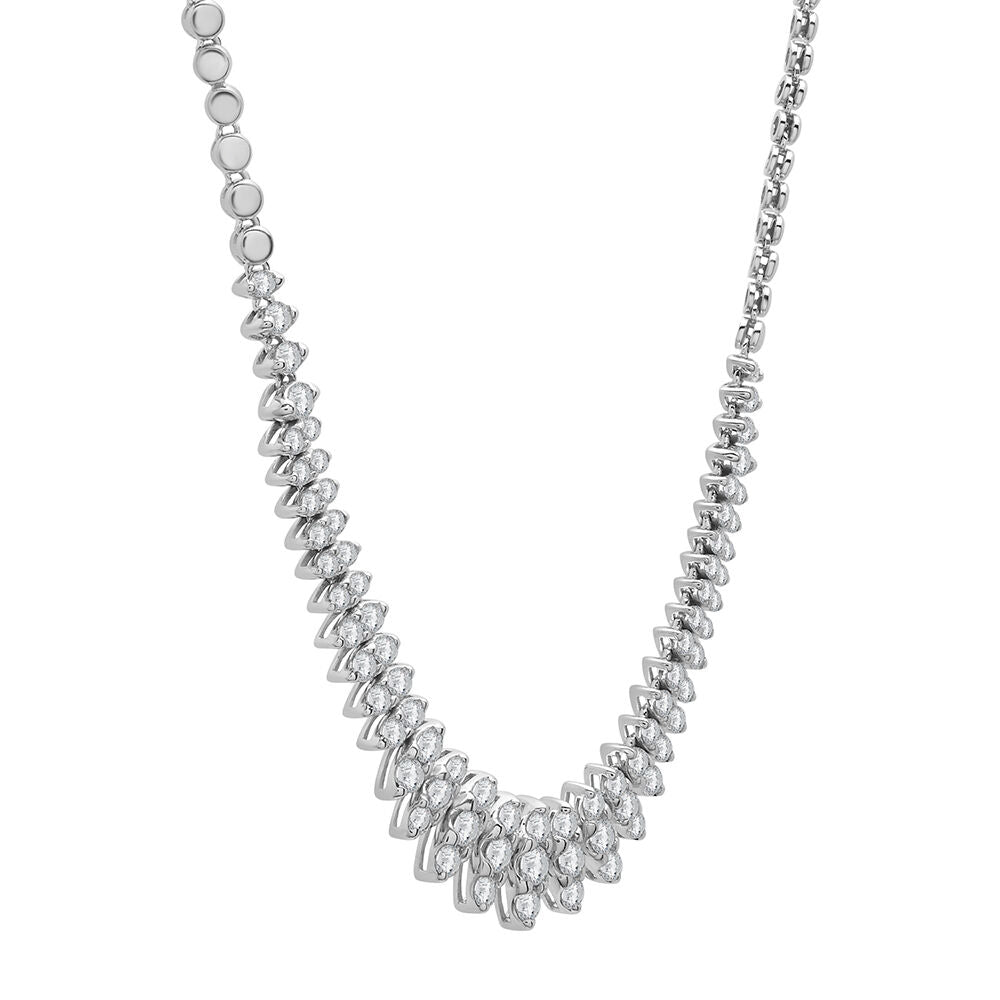Marquise diamond tennis necklace in 10K white gold (2 ct. tw)