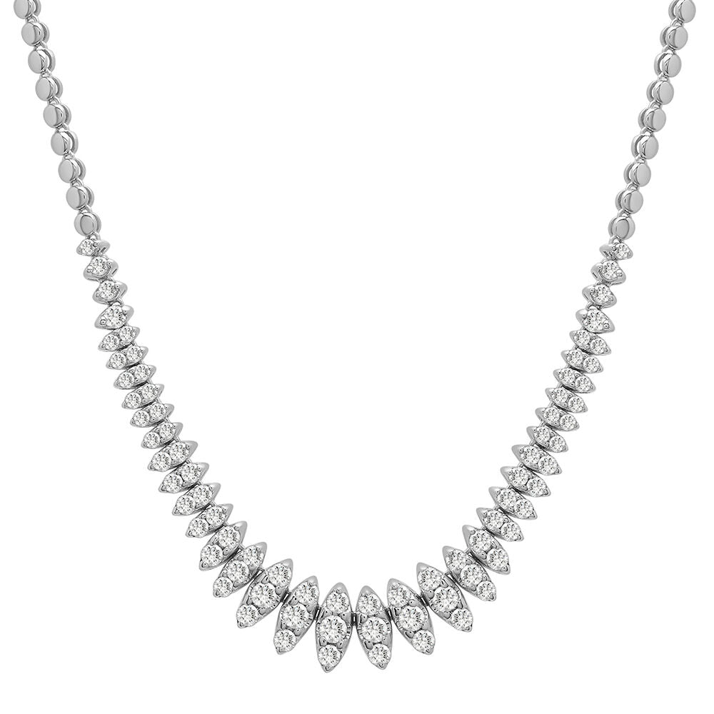 Marquise diamond tennis necklace in 10K white gold (2 ct. tw)