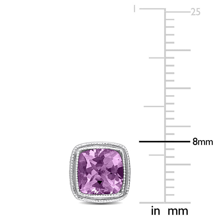 Cushion-shaped Amethyst Earrings in Sterling Silver
