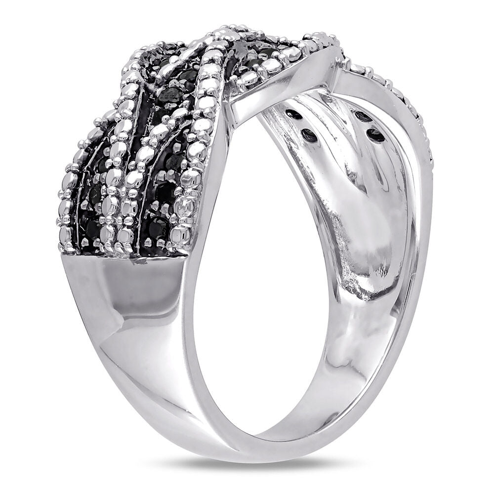 Black Diamond Woven Ring in Sterling Silver (1/4 ct. tw.)