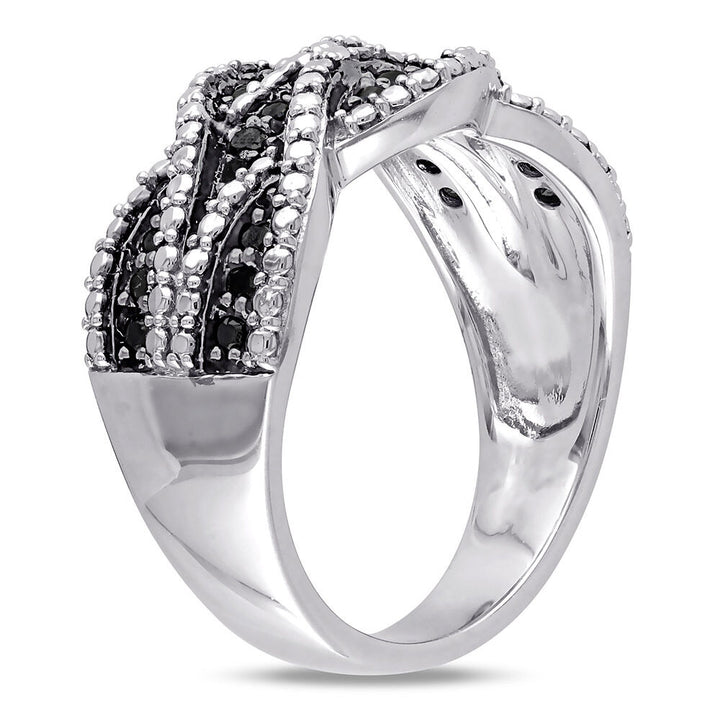 Black Diamond Woven Ring in Sterling Silver (1/4 ct. tw.)
