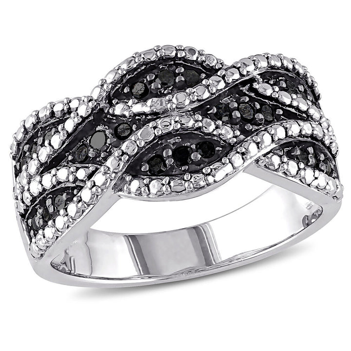 Black Diamond Woven Ring in Sterling Silver (1/4 ct. tw.)