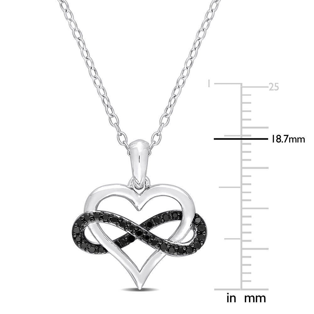 Black Diamond Infinity Heart Pendant in Sterling Silver (1/7 ct. tw.)