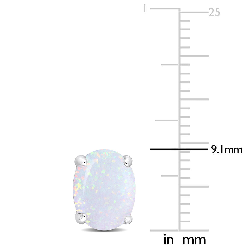 Oval-Shaped Lab Created Opal Stud Earrings in Sterling Silver