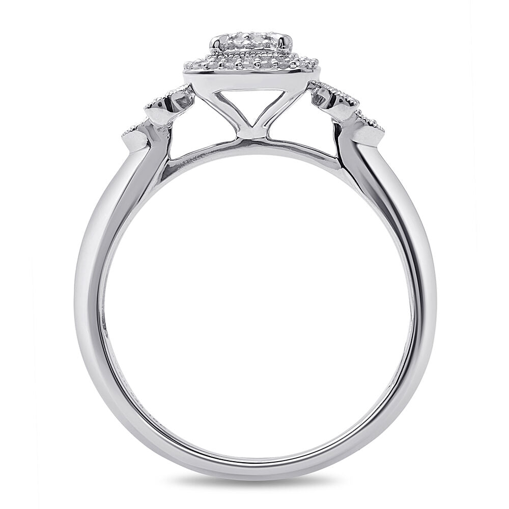 Princess-Cut Diamond Halo Promise Ring in Sterling Silver (1/6 ct. tw.)