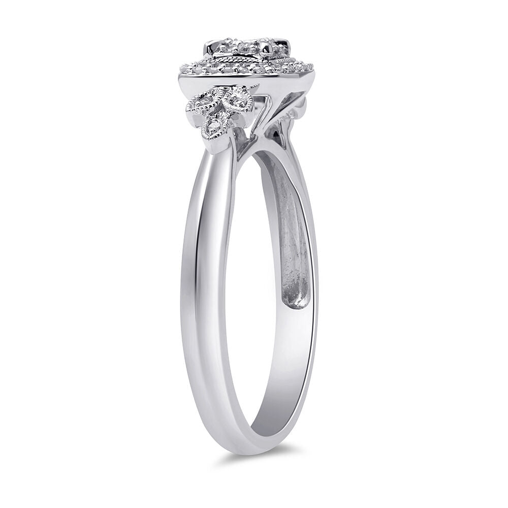 Princess-Cut Diamond Halo Promise Ring in Sterling Silver (1/6 ct. tw.)