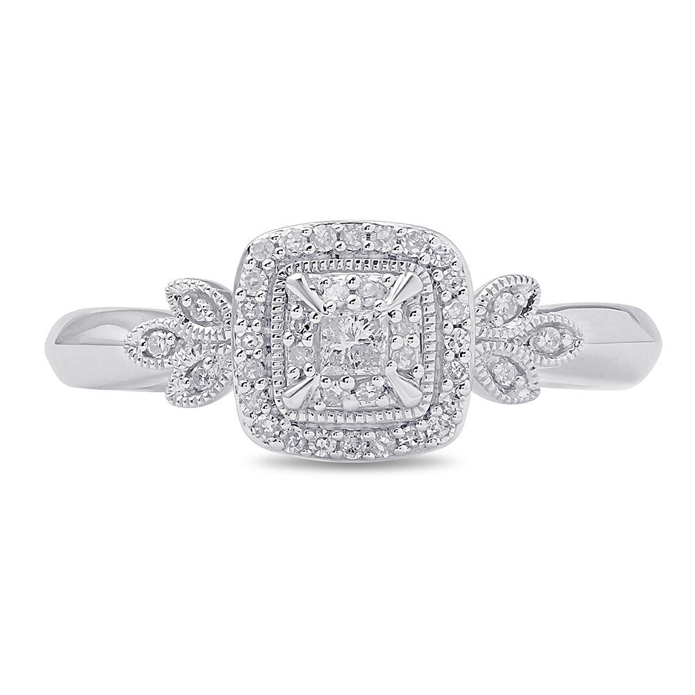 Princess-Cut Diamond Halo Promise Ring in Sterling Silver (1/6 ct. tw.)