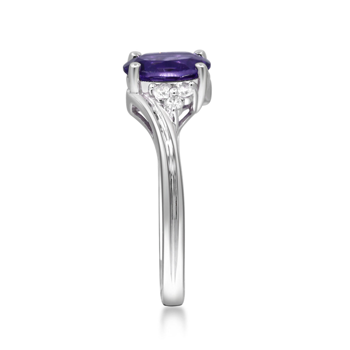 Oval Amethyst & Diamond Ring in 10K White Gold (1/8 ct. tw.)