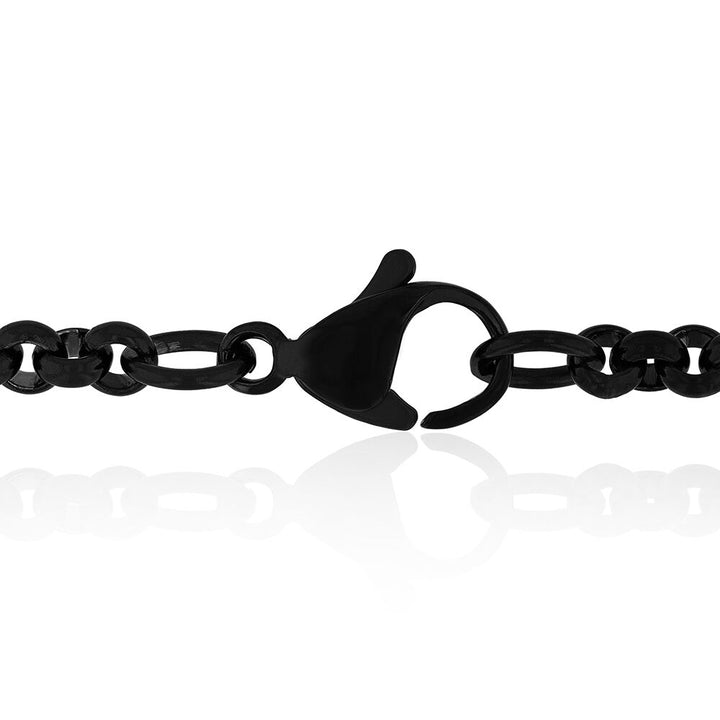 Diamond Cross Pendant in Black Stainless Steel with 24” Curb Chain