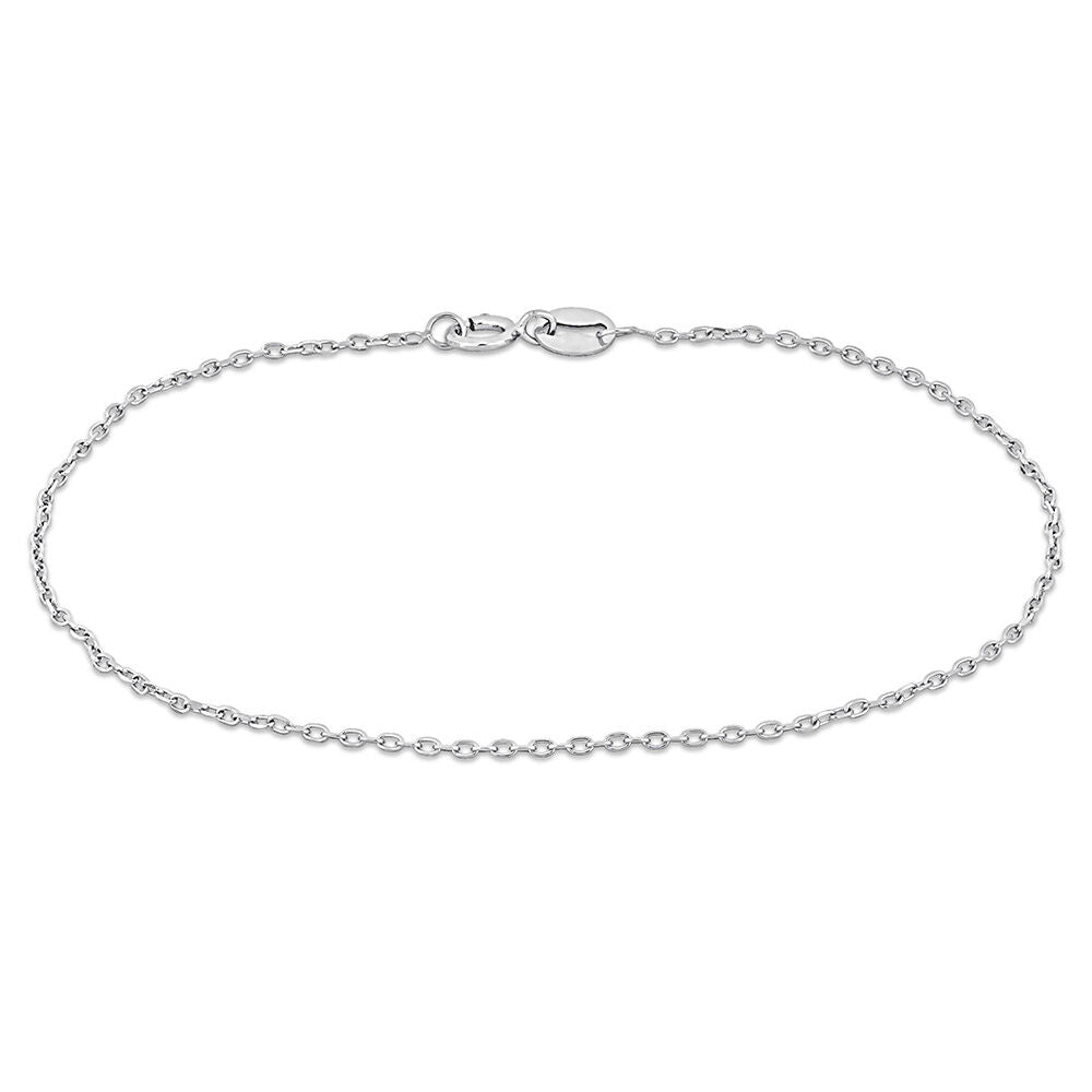 Platinum Diamond Cut Cable Bracelet, 7"