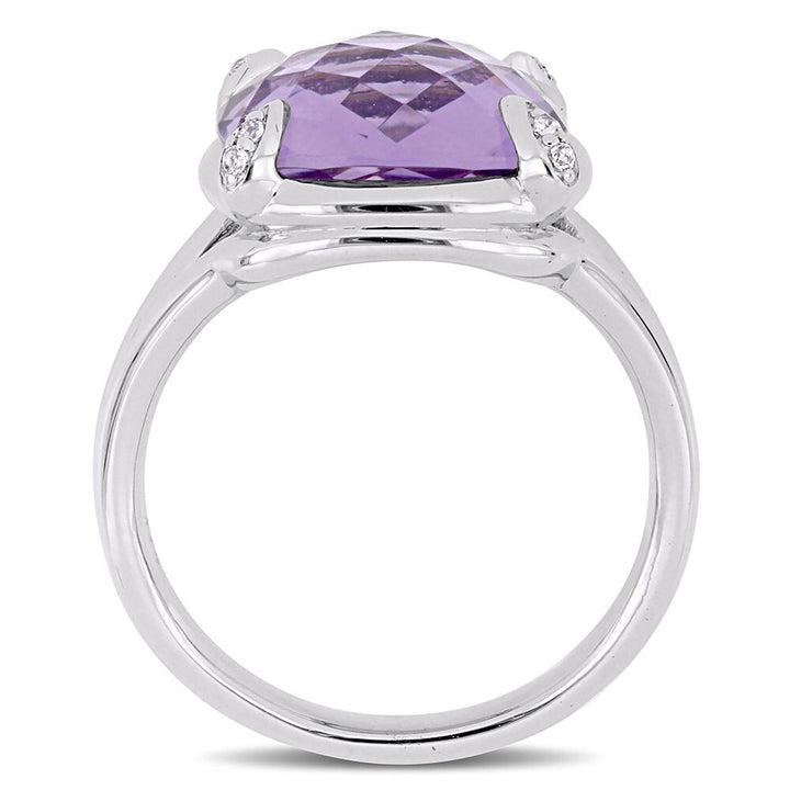 Cushion-Cut Amethyst & White Topaz Ring in Sterling Silver