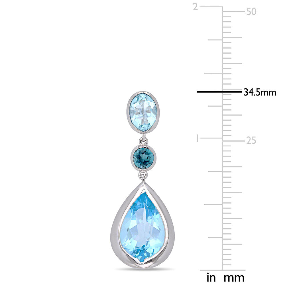 Blue Topaz Drop Earring in Sterling Silver