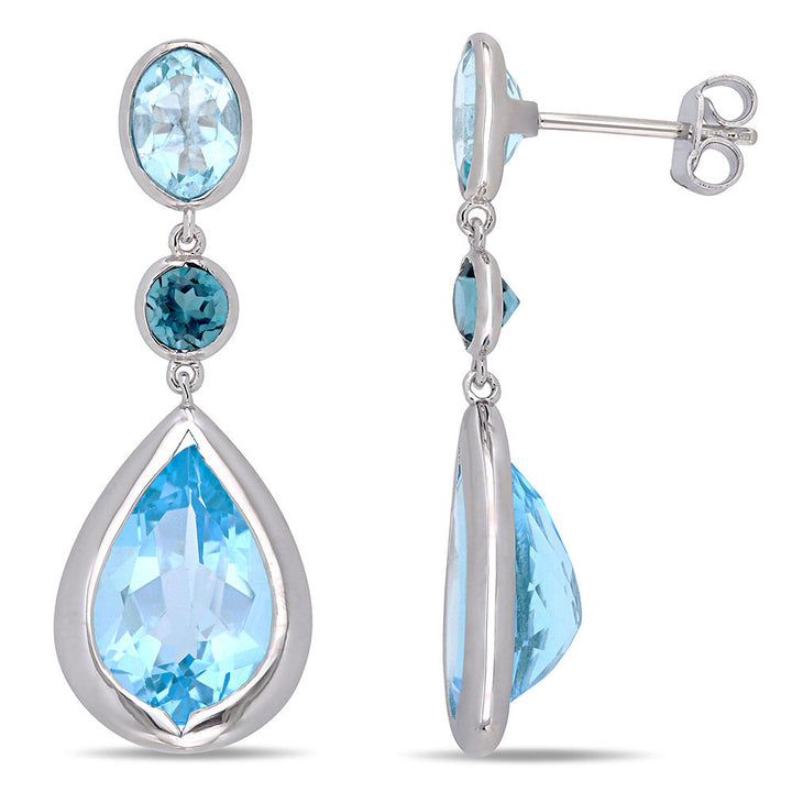 Blue Topaz Drop Earring in Sterling Silver