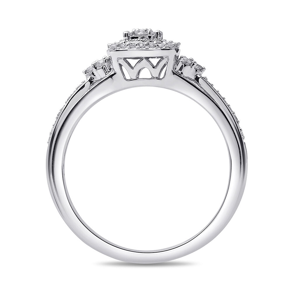 Diamond Cushion Cluster Promise Ring in Sterling Silver (1/5 ct. tw.)
