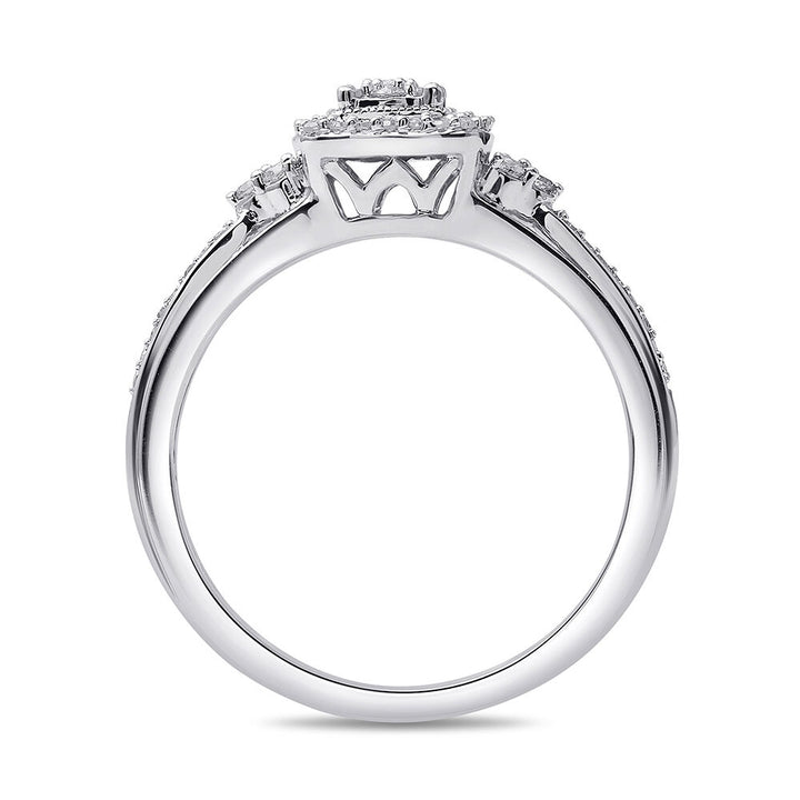 Diamond Cushion Cluster Promise Ring in Sterling Silver (1/5 ct. tw.)
