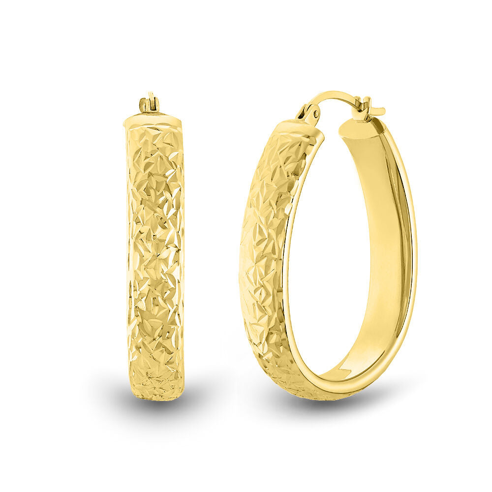 Diamond-Cut Hoop Earrings in 14K Yellow Gold