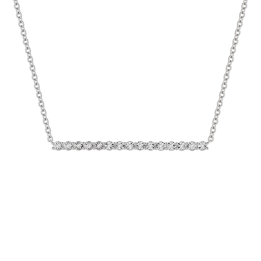 Diamond Accent Illusion Bar Necklace in Sterling Silver