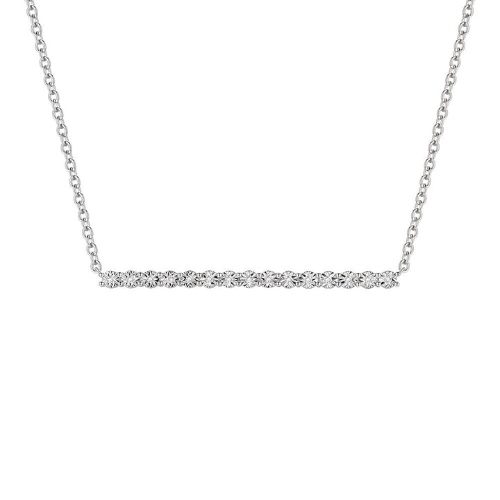 Diamond Accent Illusion Bar Necklace in Sterling Silver