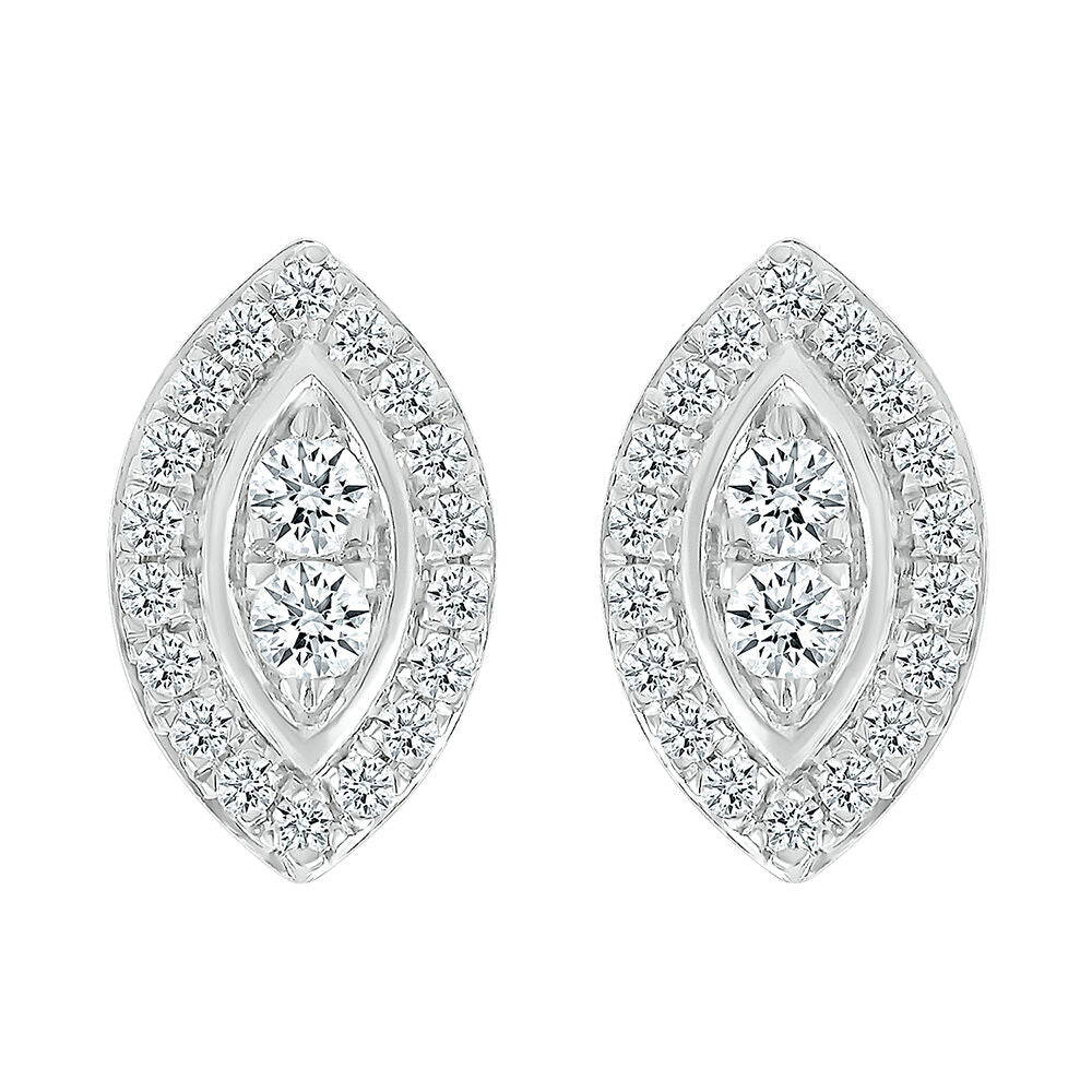 Marquise-Shaped Multi-Diamond Stud Earrings in 10K White Gold (1/2 ct. tw.)