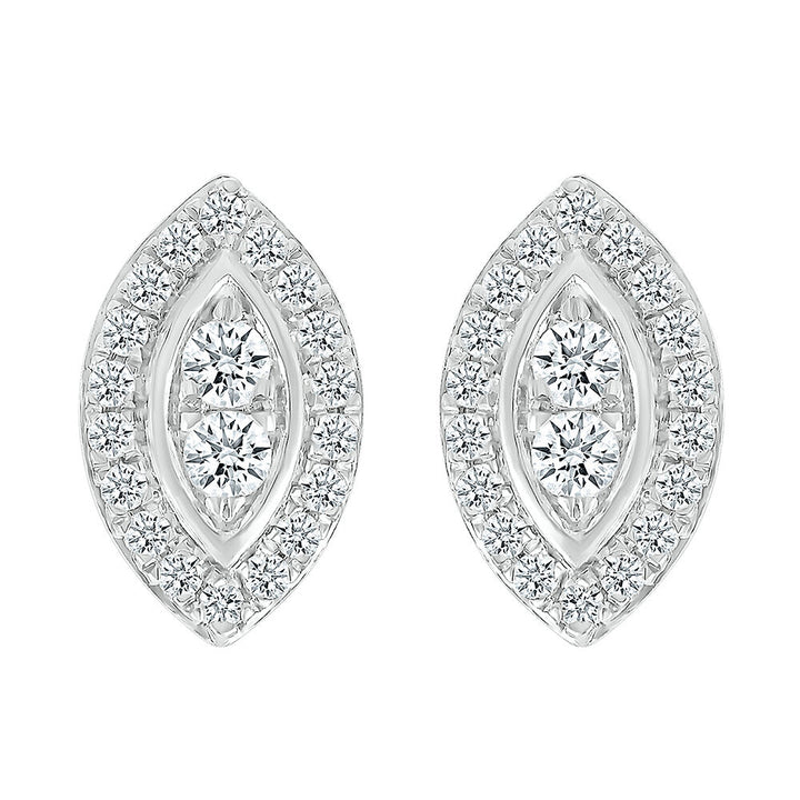 Marquise-Shaped Multi-Diamond Stud Earrings in 10K White Gold (1/2 ct. tw.)