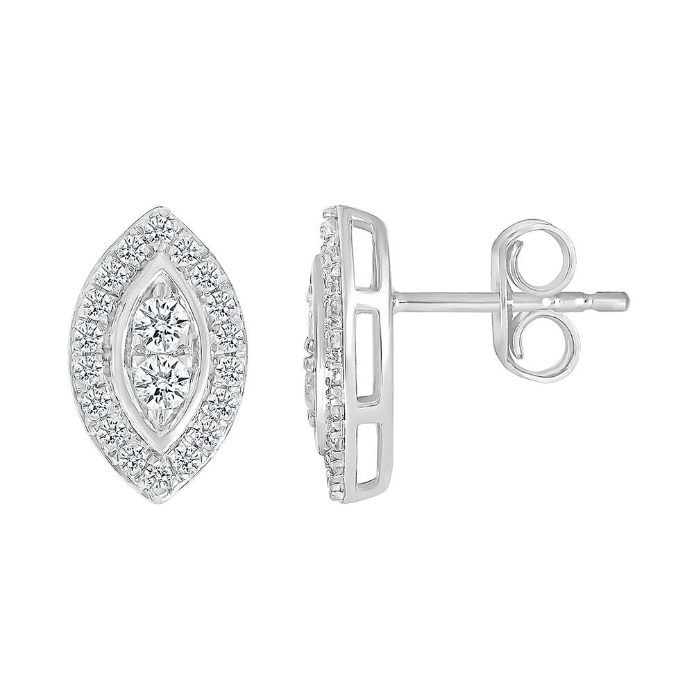 Marquise-Shaped Multi-Diamond Stud Earrings in 10K White Gold (1/2 ct. tw.)