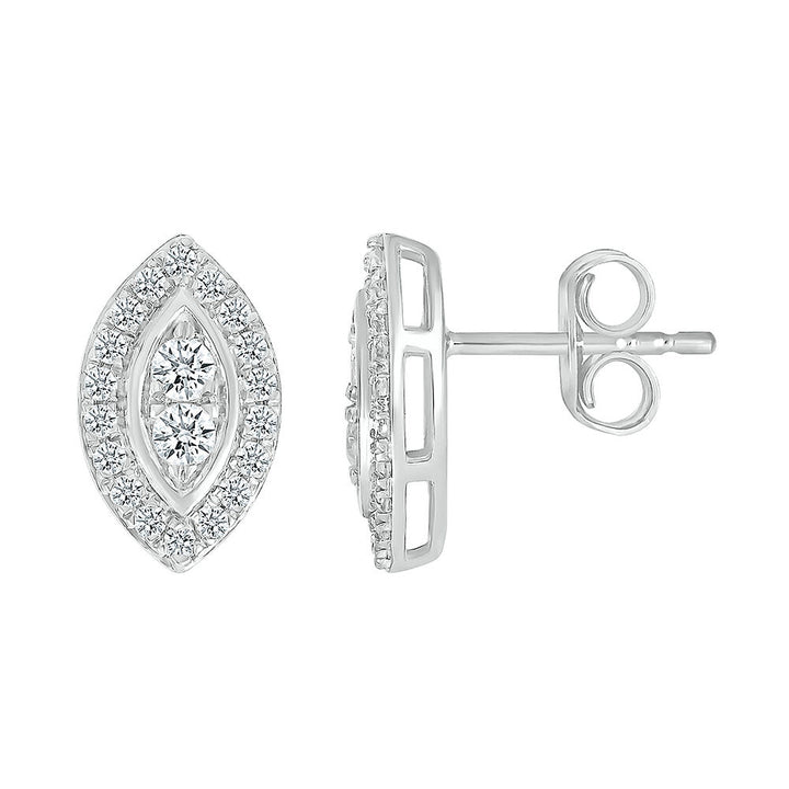 Marquise-Shaped Multi-Diamond Stud Earrings in 10K White Gold (1/2 ct. tw.)