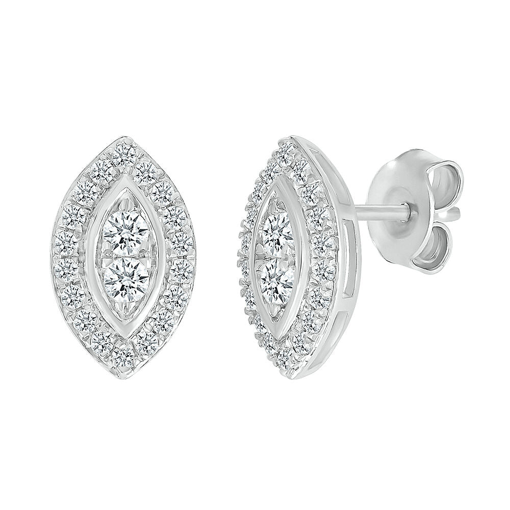 Marquise-Shaped Multi-Diamond Stud Earrings in 10K White Gold (1/2 ct. tw.)