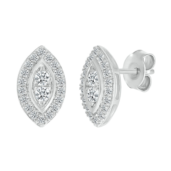 Marquise-Shaped Multi-Diamond Stud Earrings in 10K White Gold (1/2 ct. tw.)
