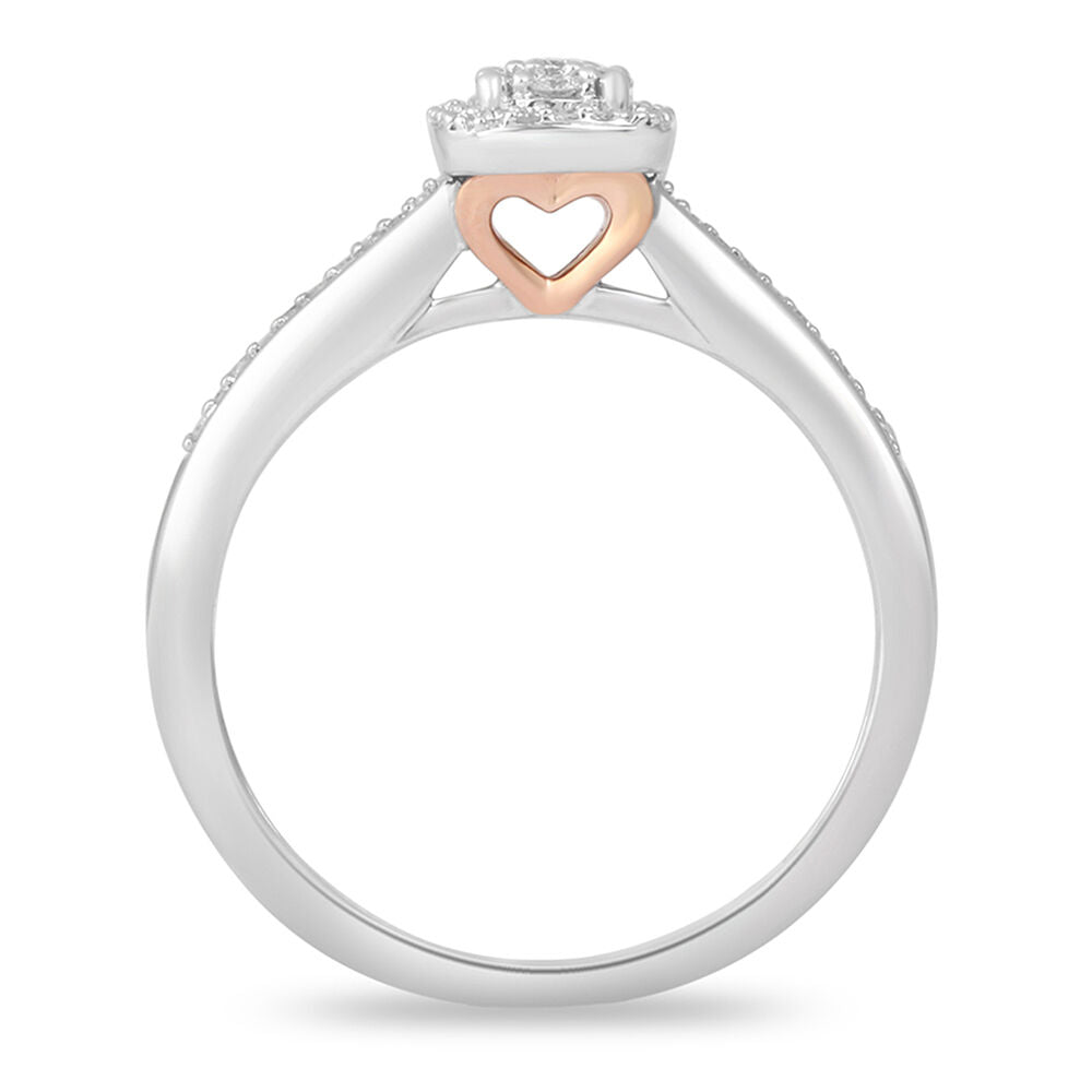 Cushion-Shaped Multi-Diamond Promise Ring in Sterling Silver & 10K Rose Gold (1/7 ct. tw.)