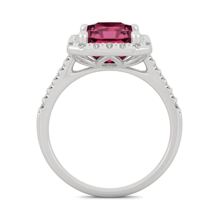 Radiant Cut Lab Created Gemstone & Moissanite Ring in 14K Gold