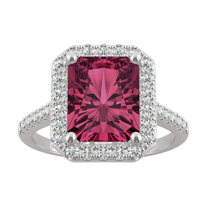 Radiant Cut Lab Created Gemstone & Moissanite Ring in 14K Gold
