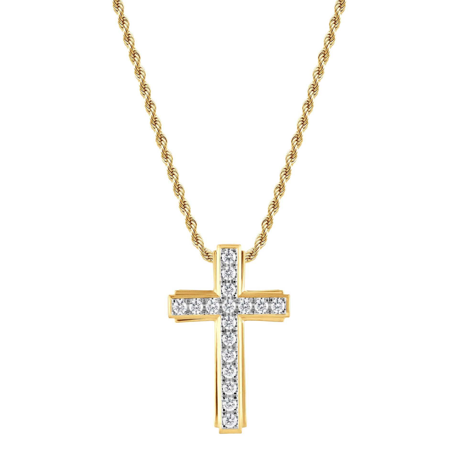 Lab Grown Diamond Cross Pendant in 10K Yellow Gold (1 ct. tw.)